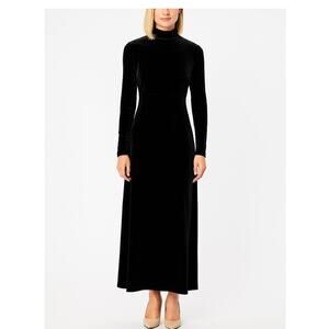 Vintage My Michelle Black Velvet Maxi Dress Long Sleeve Mock Neck Medium